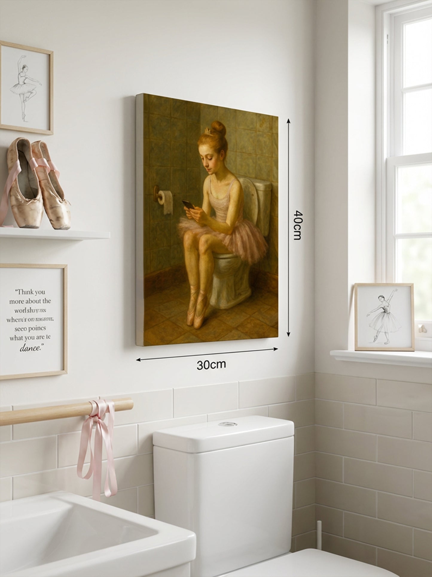 Ballerina On The Throne — Humorous Ballet Canvas Print | 30cm x 40cm