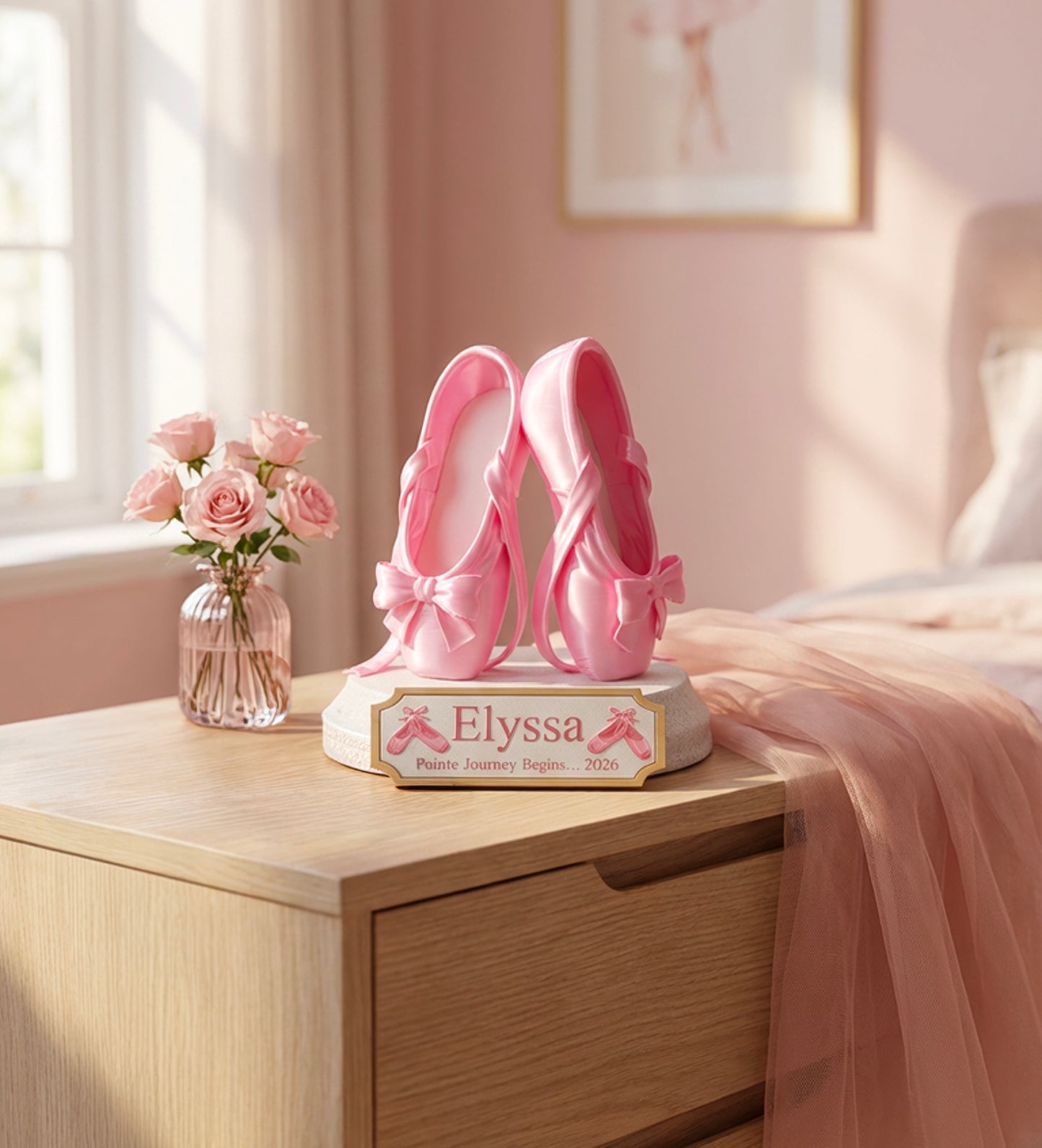 Personalised Ballet Pointe Shoe Statue with Custom Name Plaque