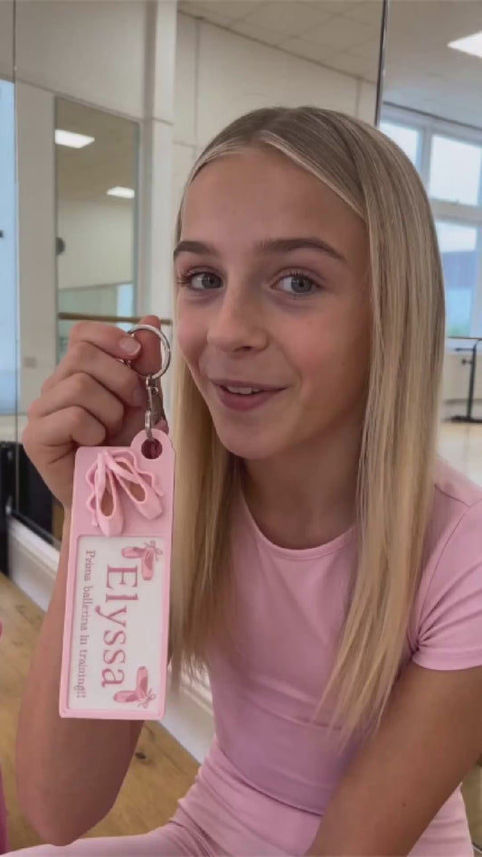 Personalised Ballet Bag Tag/Keyring | 3D Printed | Custom Name & Caption
